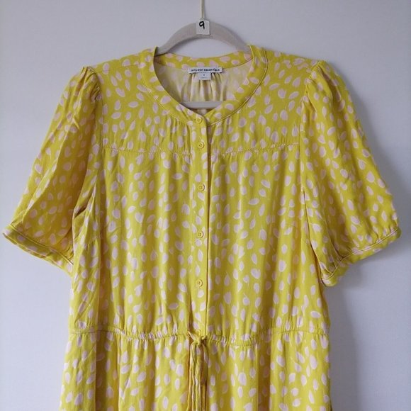 Amazon Essentials Womens Yellow Round Neck Polka Dot Midi A-Line Dress Size M - Picture 3 of 8
